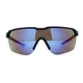thumbnail image 2 of Mens 90s Classic Half Rim Sport Wraparound Plastic Sunglasses Black Red Blue Mirror, 2 of 4