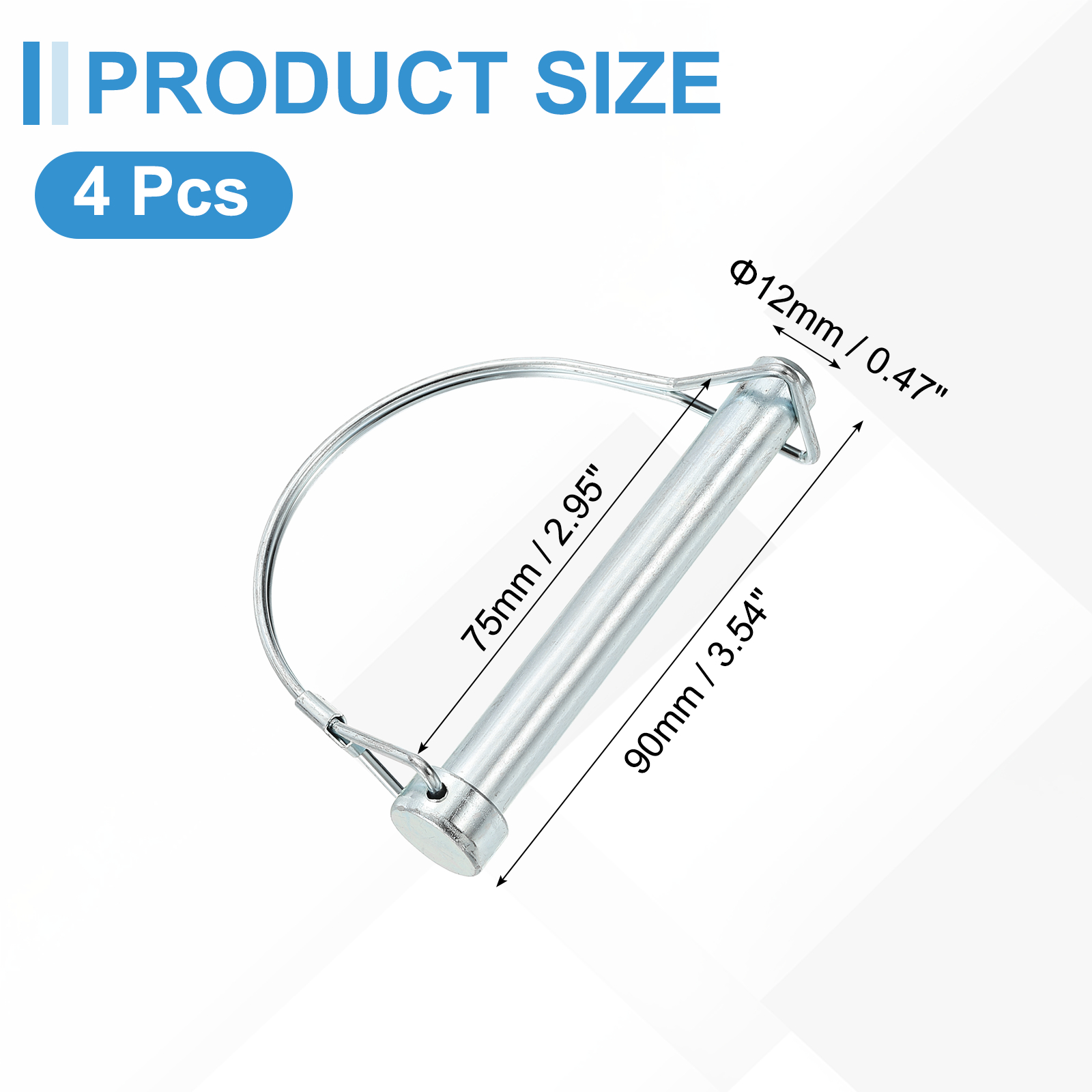Uxcell 4 Pcs Trailer Coupler Pins, 1/2" x 3.5" Half Round Safety Wire Lock Hitch Pin