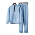 thumbnail image 2 of Frontwalk Women Casual Tracksuit Set Long Sleeve Winter Two Piece Outfit Zip V Neck Sweatshirt Sport Pants Activewear Bright Blue XL, 2 of 6