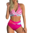 thumbnail image 1 of LAICAIW Womens Two Piece Swimsuits Wrap Front Bikini High Waisted Bottom Tummy Control Bathing Suits Vintage Print Swimwear, 1 of 7