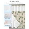 thumbnail image 4 of No Hook Shower Curtain with Snap-in Liner, Summer Botanical Waterproof Fabric Bathroom Curtains, Green Spring Floral Birds Rustic Bath Curtains & Mesh Top Window 72"x84" Long, 4 of 9