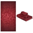 thumbnail image 7 of SKYSONIC 3 Pack Towel Red Damask Pattern Cotton Bath Towel Set (1 Bath Towel, 1 Hand Towel, 1 Washcloth) for Bathroom, Super Soft and Quick Dry Towels, 7 of 7