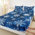 thumbnail image 3 of Manfei Chic Snowflakes Bed Sheets 4 Pieces, Merry Xmas Christmas King Sheets, Blue White Sheet Set, Breathable Home Decor, 3 of 7