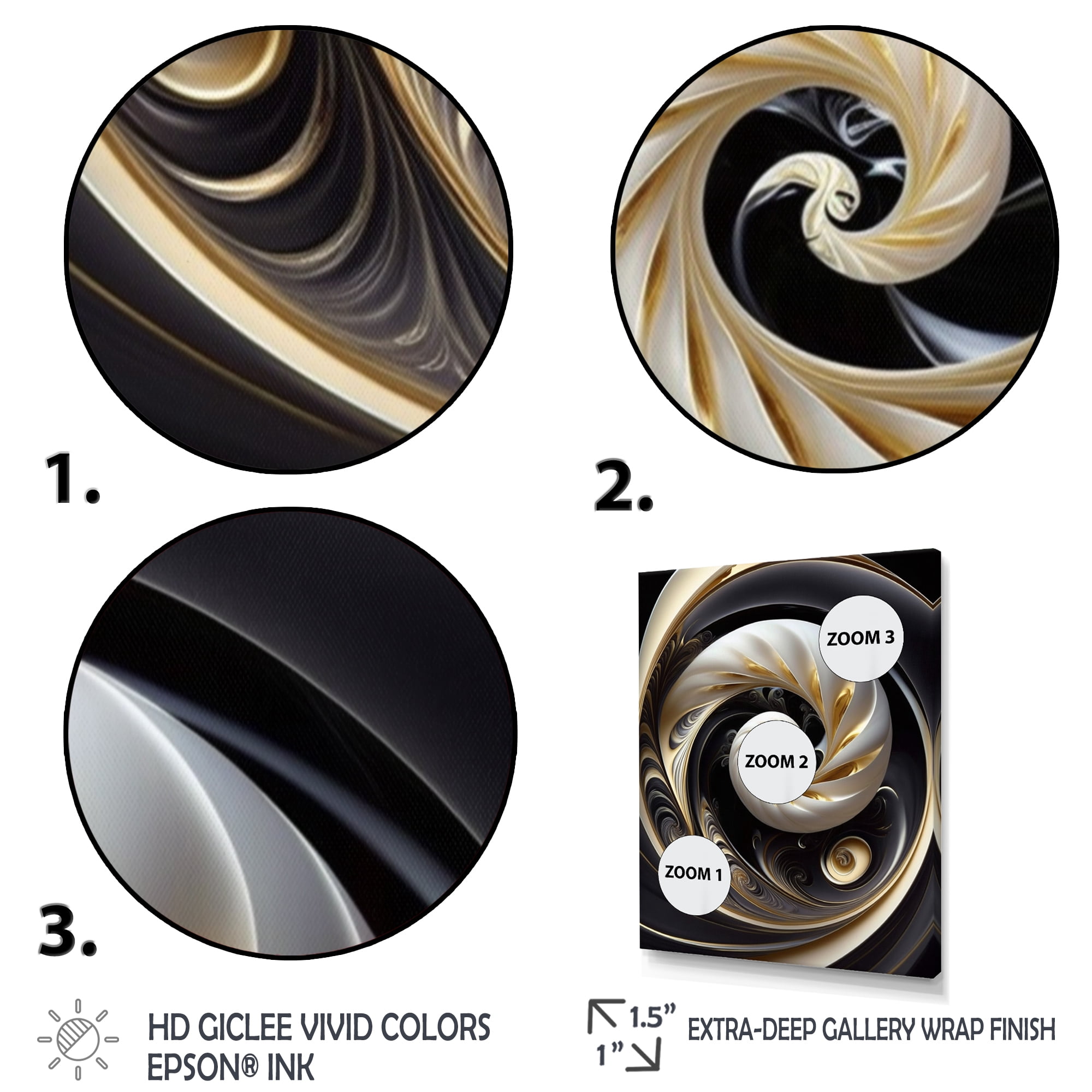 Designart Gold Black And White Stained Glass V Canvas Wall Art