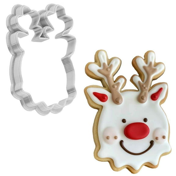 Christmas Red Nosed Reindeer Cookie Cutter 4 Inch Made in USA by WONDERTORY