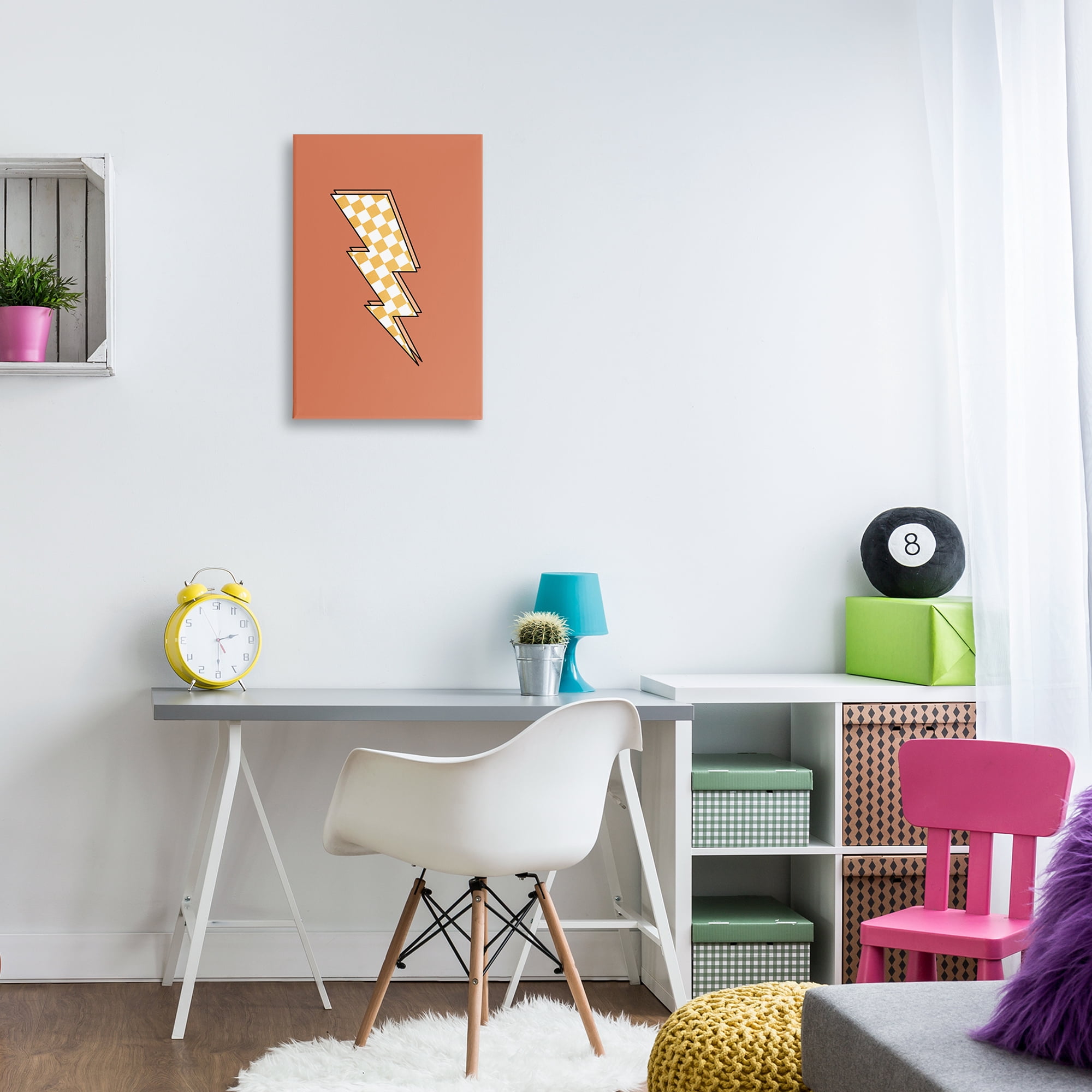 Stupell Industries Checking Lightning Bolt Abstract Painting Gallery Wrapped Canvas Art Print Wall Art, 16 x 24