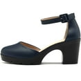 thumbnail image 2 of DADAWEN Women's Ankle Strap Platform Dress Wedding Shoes with Chunky Mid Heels and Closed Toe, 2 of 7