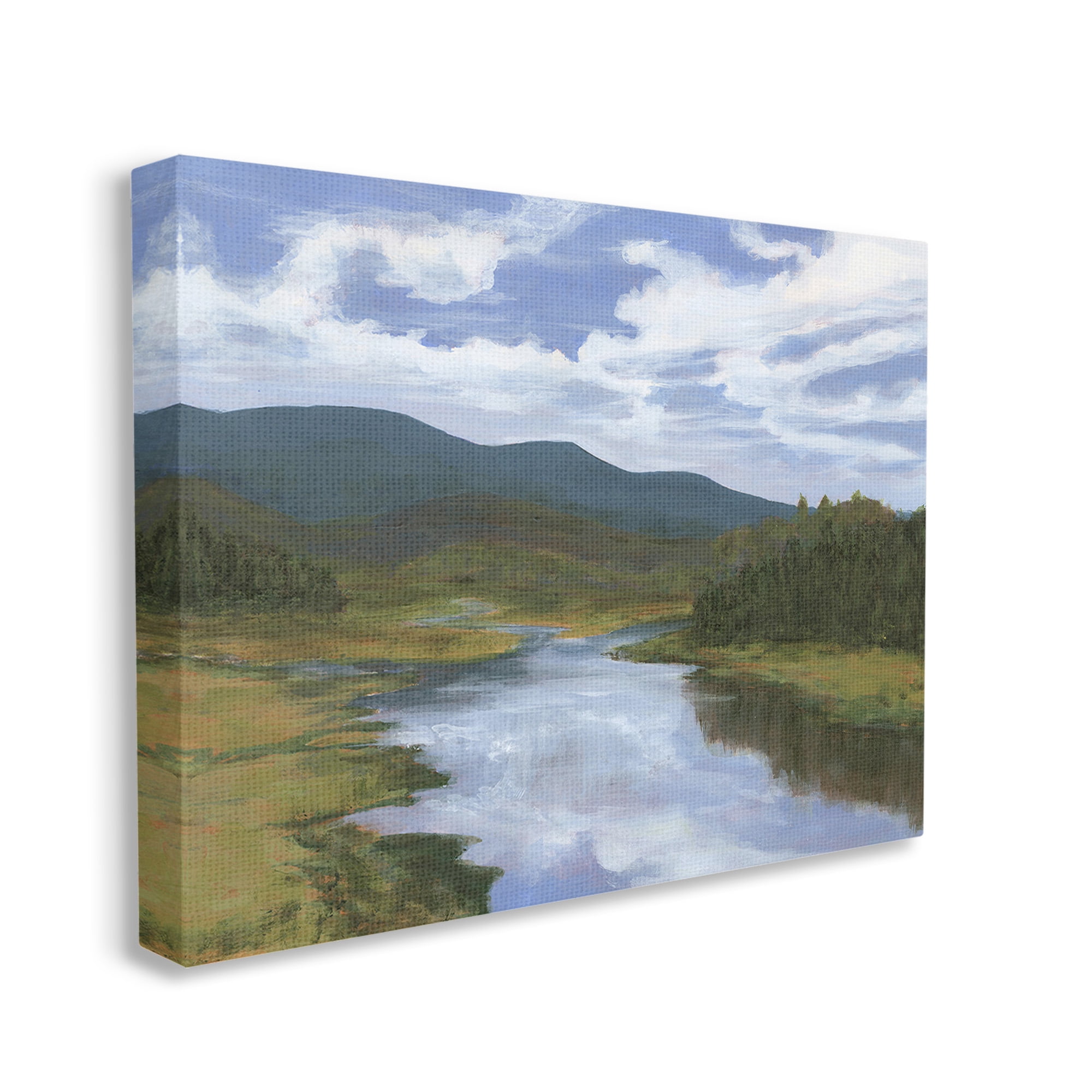 Stupell Industries Cloudy River Landscape Landscape Painting Gallery Wrapped Canvas Art Print Wall Art, 40 x 30