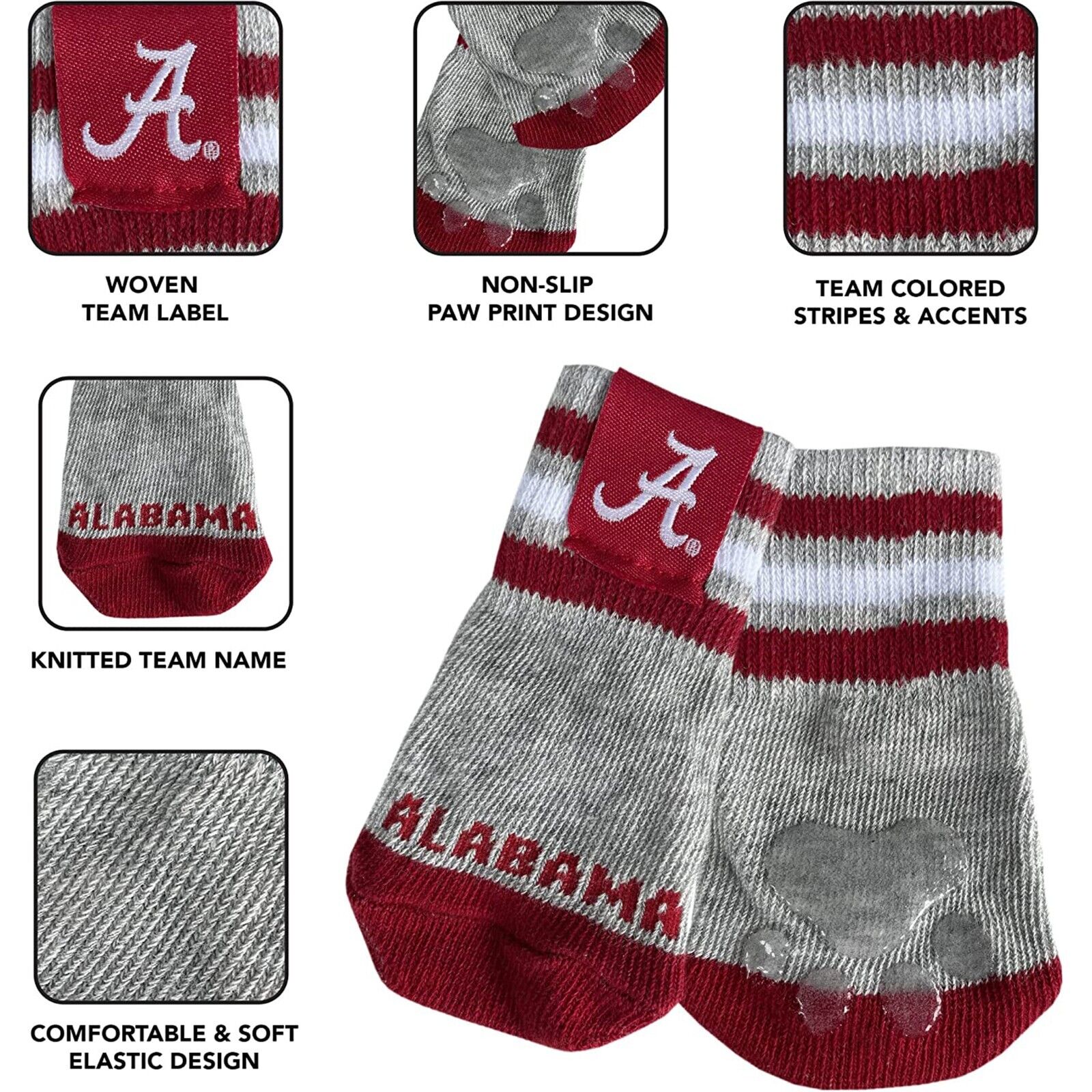 NCAA Anti Slip Dog Socks with Elastic Ribbed Top Indoor/Outdoor Paw Protection