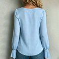 thumbnail image 5 of WCJM Women's Long sleeve T-shirt Women's Elegant Casual Blouses Chiffon V Neck Long Sleeve Front Loose Fit Daily Styling Tops, 5 of 6