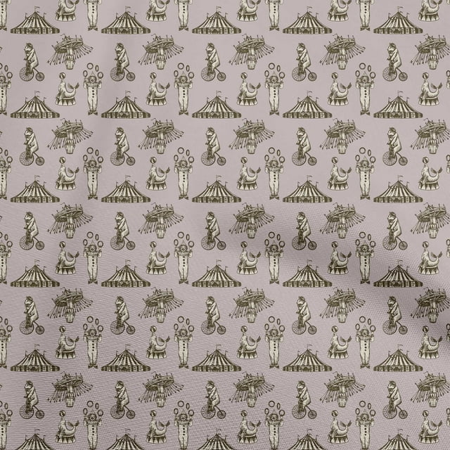 oneOone Georgette Viscose Brown Fabric Circus Fabric For Sewing Printed Craft Fabric By The Yard 42 Inch Wide-aB