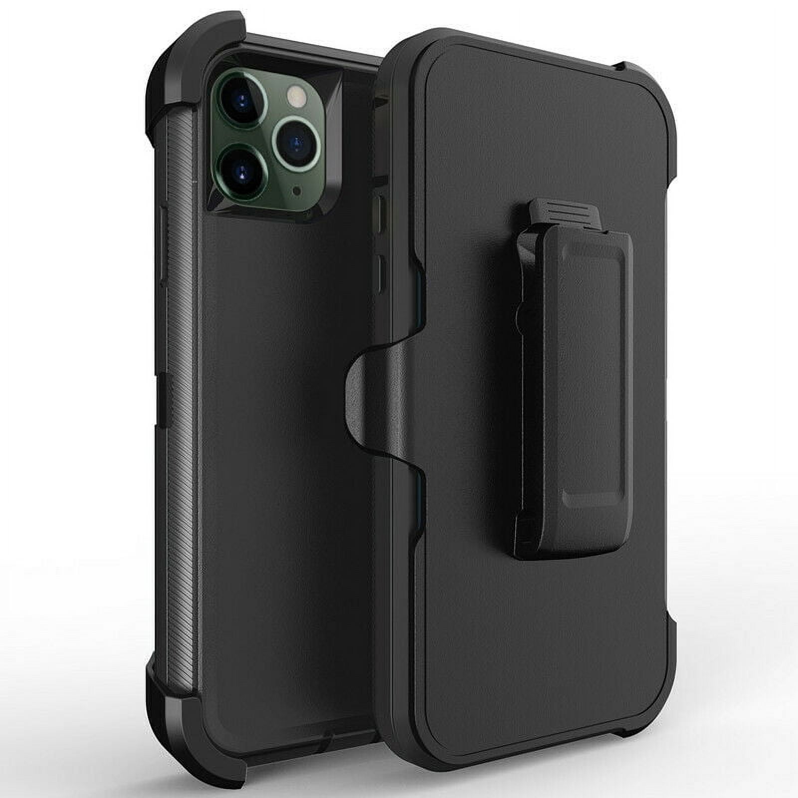 For Apple iPhone 11 Heavy Duty Defender Armor Hybrid Case Cover With Clip Black/Black