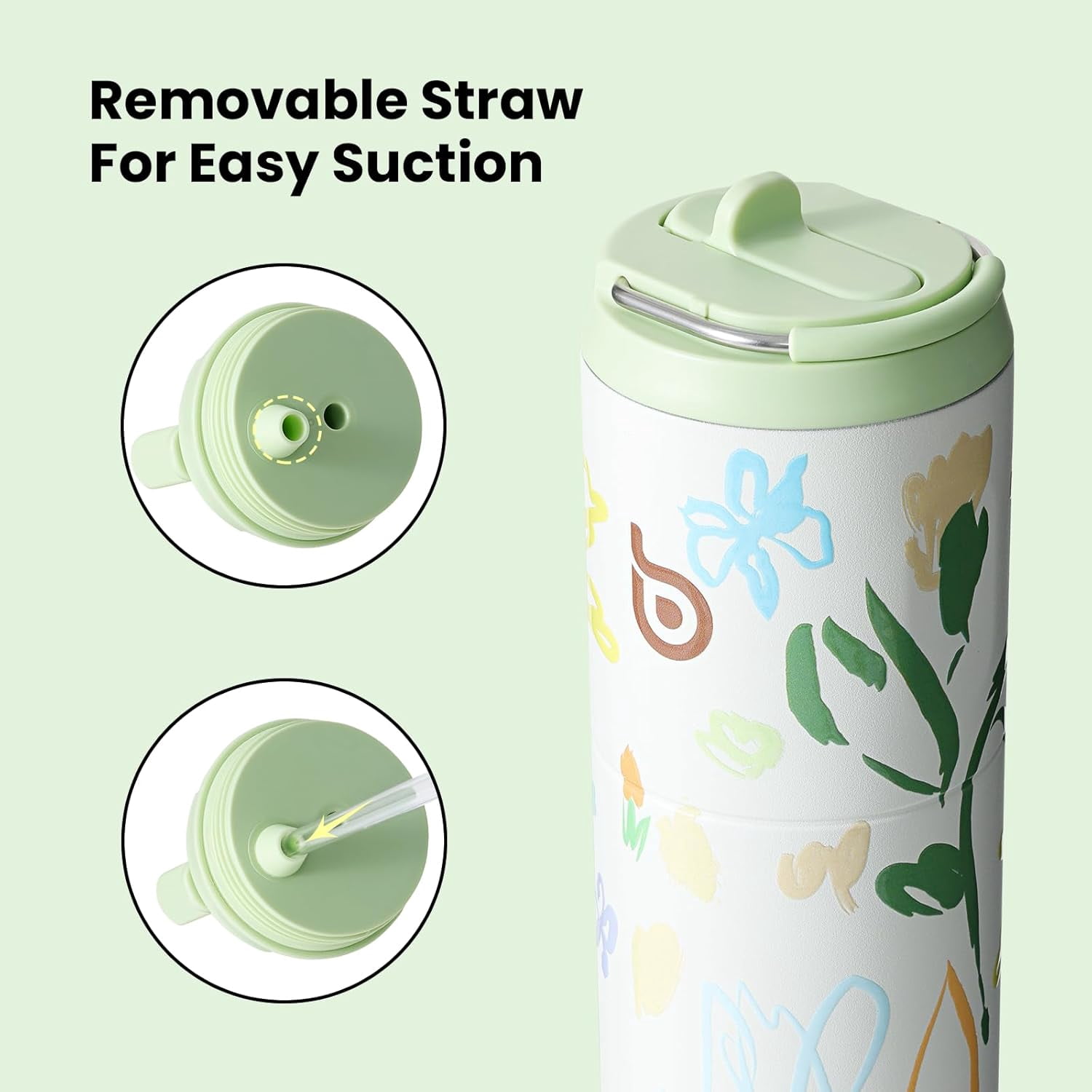 BOTTLE BOTTLE Insulated Water Bottle 24oz with Straw Lid and Handle for Sports Travel Gym Stainless Steel Water Bottles Double-Wall Vacuum Metal Leak Proof BPA-Free (Eden Grove)