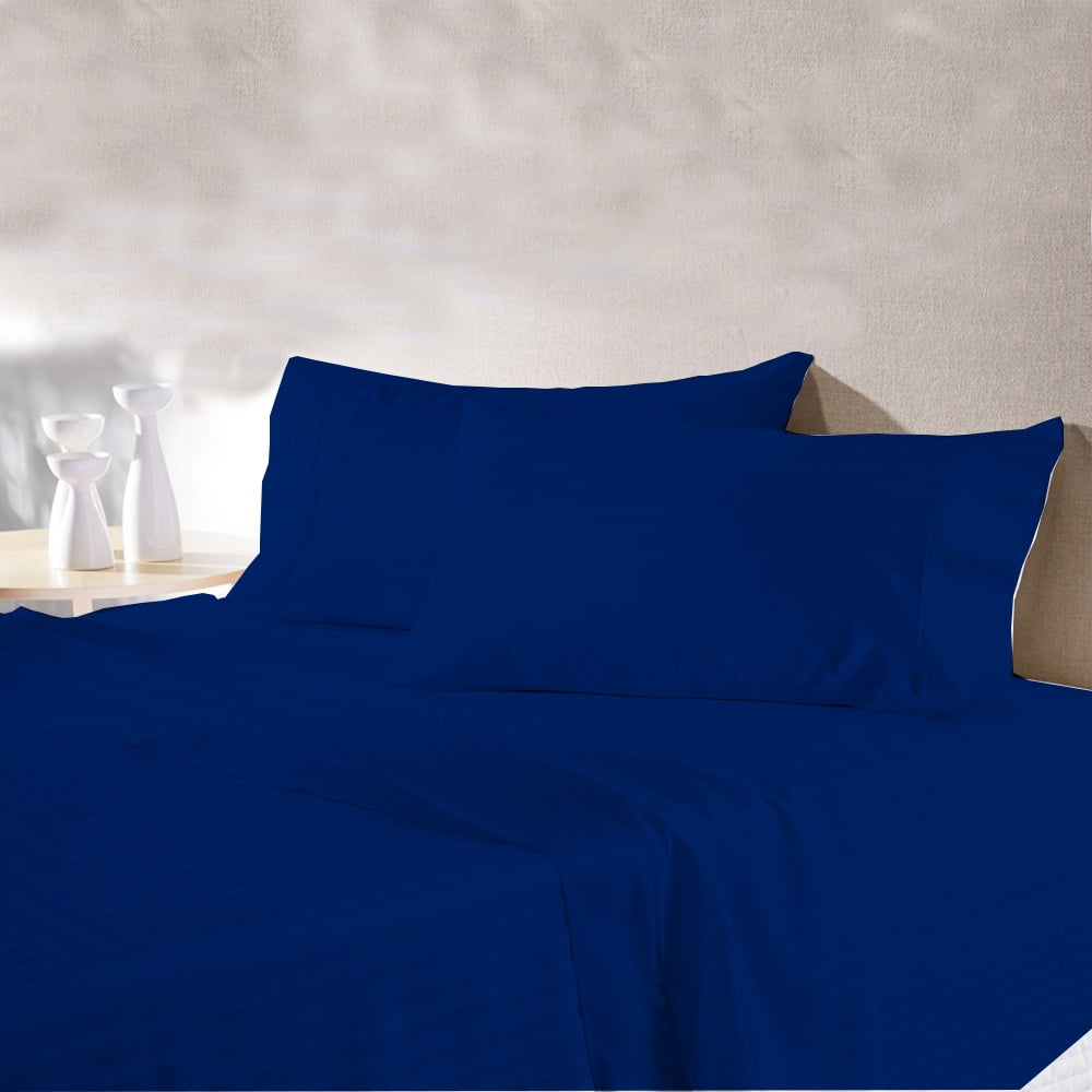 Water Bed Sheet Set Luxury Hotel 100%Cotton 1000 TC US Size Light Blue Stripe 