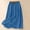Blue, variant on qelini Linen Max Skirt for Women Long Skirt Elastic High Waist A-line Skirt Solid Color Casual Skirt