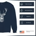 thumbnail image 6 of Deer Portrait Sweatshirt Monochrome Buck Head Nature Whitetail Wildlife Antlers Forest Rustic Hunt Trophy Crewneck, 6 of 7