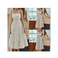 thumbnail image 4 of Yunliwuli Women’s Summer Long Dress Sleeveless Spaghetti Strap Tie-up Back Loose Dress Cutout Dress, 4 of 10