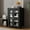 Black, variant on PULUOMIS Media Storage Cabinet, Audio-Video Media Stand,Stereo Cabinet with 4 Height-Adjustable Shelves, AV Rack with Glass Doors for Meeting, Living, Recording Room, Brown