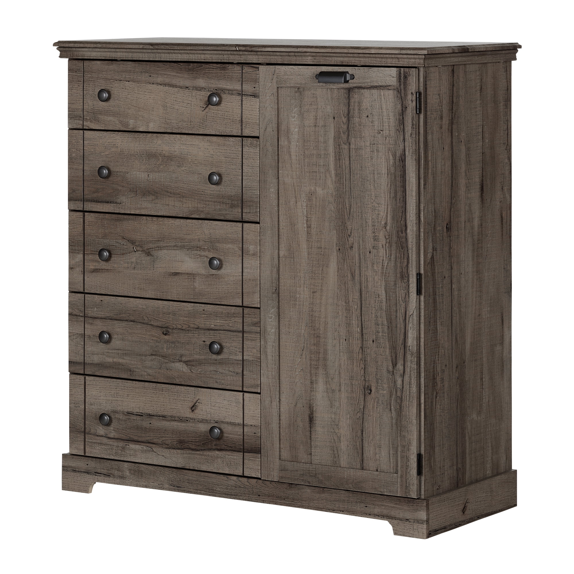 South Shore Lilak Door Chest with 5 Drawers for Adult, in Fall Oak