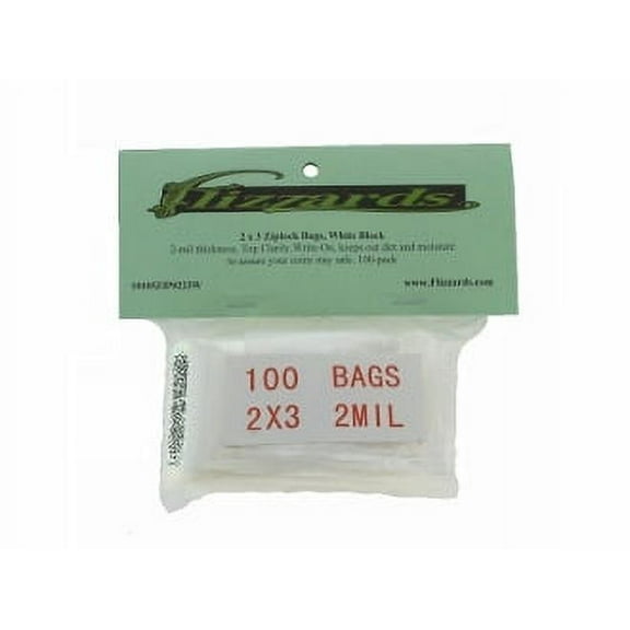 Ziplock 2x3 Reclosable White Block Poly Bags, 2 mil, 100 pk