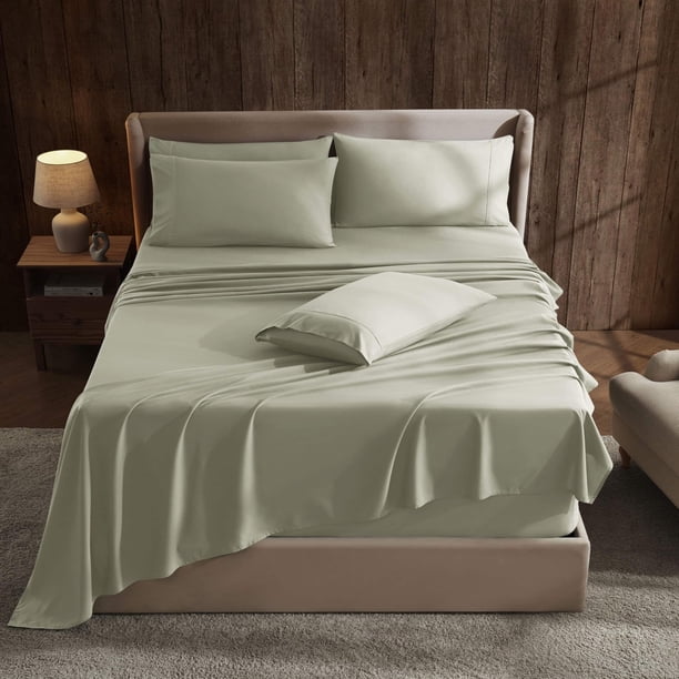 Juego de sábanas Hearth & Harbor Luxury Soft Twin XL, color verde salvia