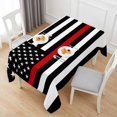 thumbnail image 6 of Red American Flag Table Cloth Waterproof Tablecloths, Black White Striped US Flag Stars Tablecloth Dining Table Cover for Kitchen Party Tabletop Outdoor, Rectangle Tablecloth 60x120 Inch, 6 of 9