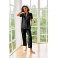 thumbnail image 4 of Ekouaer Silk Satin Pajamas Set Women Short Sleeve Sleepwear Soft Button Down Loungewear Pjs Set, 4 of 6