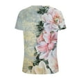thumbnail image 4 of Munlar Graphic Womens T Shirts Brown Short Sleeve Crew Neck Blouses Flower Tops for Women, 4 of 5