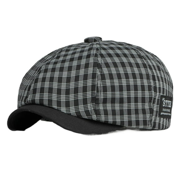 Men's Hat Batch Lun Retro Plaid Octagonal Cap Spring and Summer Thin Breathable Peaked Cap Painter Cap Newsboy Cap Female