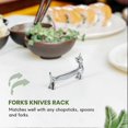 thumbnail image 3 of Pack of 5 Pcs Zinc Alloy Chopsticks Spoon Forks Knives Tableware Rest Rack Set, Silver Bow Tie Cat Stand, 3 of 5