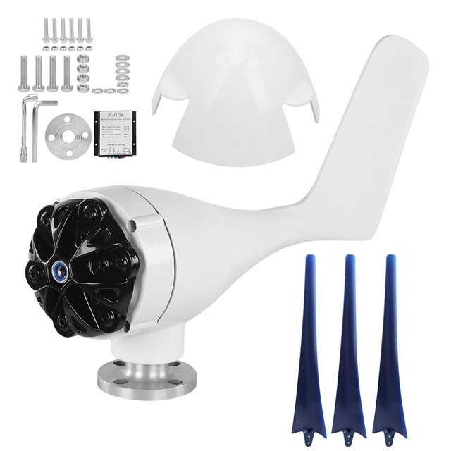 200W Wind Turbines Generator Kit 3 Blade Aerogenerator with Controller AccessoryBlue 24V