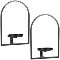 2PCS Wall Mounted Plant Stand Indoor, Black Metal Flower Pot Holder, Decorative Wall Display Shelves for Small Plants and Floral Decor, Outdoor Patio Balcony Accent