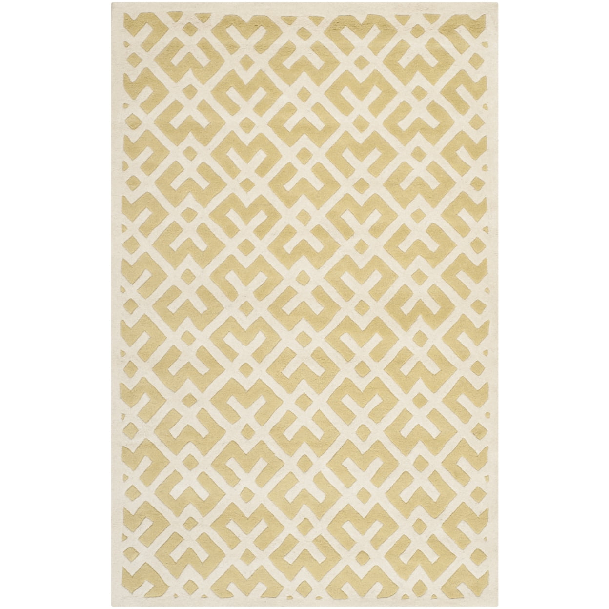 SAFAVIEH Chatham Jackson Geometric Wool Area Rug, Light Gold/Ivory, 8' x 10'