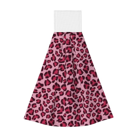 

Zeuib Rose Leopard Print Print Coral Velvet Hand Wipes Hanging Hand Towels Set with Hook & Loop Absorbent Towel for Bathroom Home