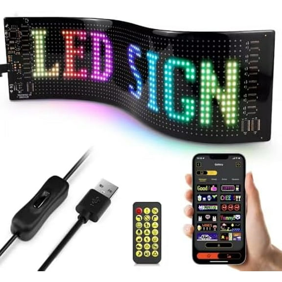Programmable LED Sign (15''x4''): Flexible Matrix Panel, APP Control,  Text/Pattern. For Car Windshield, Party, Festival, Store Decor. (Other)