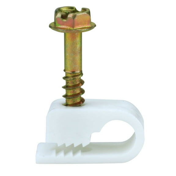 Skywalker Single Cable Flexible Screw Clips (100 Pack, Screw Depth: 1/2", White)