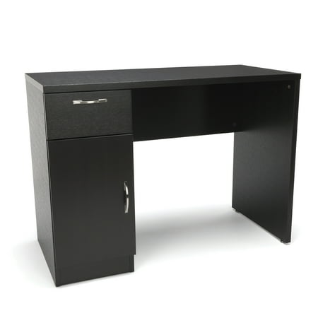 Essentials by OFM ESS-1015 Single Pedestal Solid Panel Office Desk with Drawer and Cabinet, Espresso