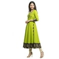 thumbnail image 3 of Yash Gallery Women's Cotton Slub Embroidered Angrakha Kurta (Green), 3 of 5
