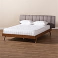 thumbnail image 5 of Baxton Studio Brita Mid-Century Modern Grey Fabric Upholstered Walnut Finished Wood King Size Bed, 5 of 9
