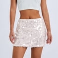 thumbnail image 5 of Sequin Skirt for Women-Stretchy Bodycon Night Out Party Shine Sparkly Mini Skirts White M, 5 of 7