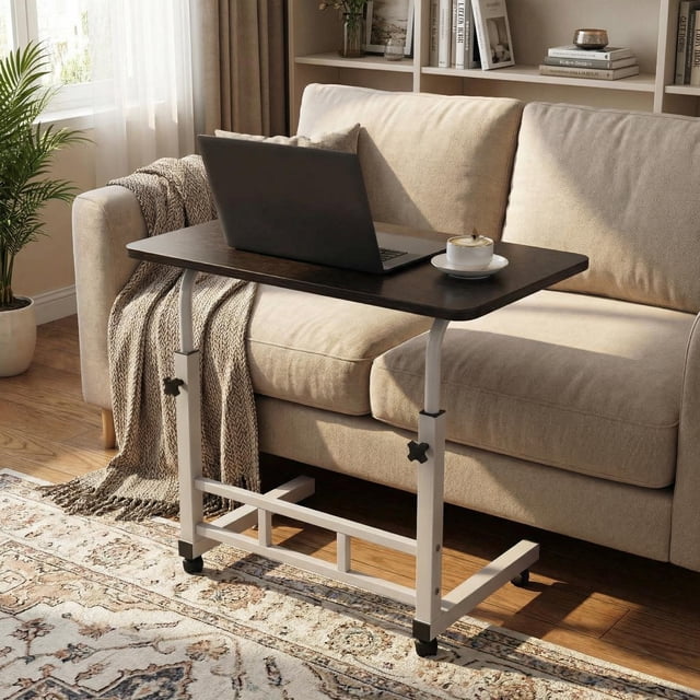 Bureau Debout avec Roulettes, Bureau Portable à Hauteur Réglable Bureaux Mobiles Roulants Table pour Portable PC Poste de Travail Informatique pour Bureau à Domicile Étude Chambre