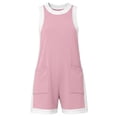 thumbnail image 4 of gbyLJF Womens Jumpsuit Casual Wide Leg Sleeveless Jumpsuits Solid Color Cropped Rompers Loose Fit Overalls with Pockets, 4 of 7