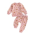 thumbnail image 4 of XZNPDUCQ 12-18 Months Toddler Baby Girl Clothes Outfit Ruffle Sleeve Shirt Pant Set Fall Clothing for Girl Dailywear & Loungewear Outfits Set A86-Red, 4 of 4