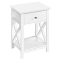 thumbnail image 2 of Yaheetech Table d'Appoint Moderne en Bois à Cadre en X avec Rangement Ouvert et Dissimulé, Blanc, 2 of 7