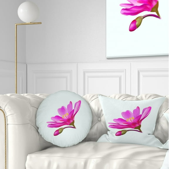 Designart Summer Pink Flower Watercolor - Floral Throw Pillow - 12x20