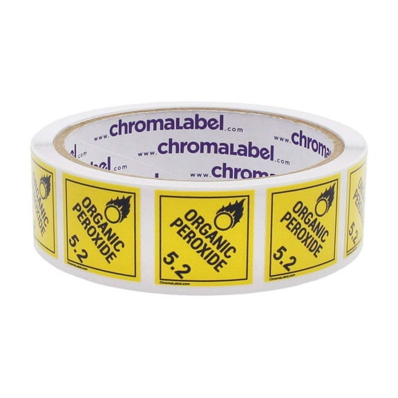 2" x 2" Permanent Durable Square D.O.T. Hazard Labels, Hazard Class 5.2 Organic Peroxide Label, 100/Roll
