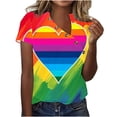 thumbnail image 2 of Busydd Womens Tops Summer V Neck Short Sleeve T-Shirts Tie Dye LGBT Pride Shirts Casual Loose Button Equality Blouses Fashion Funny Graphic Tee Tops Plus Size Tops for Women S-5XL, 2 of 5