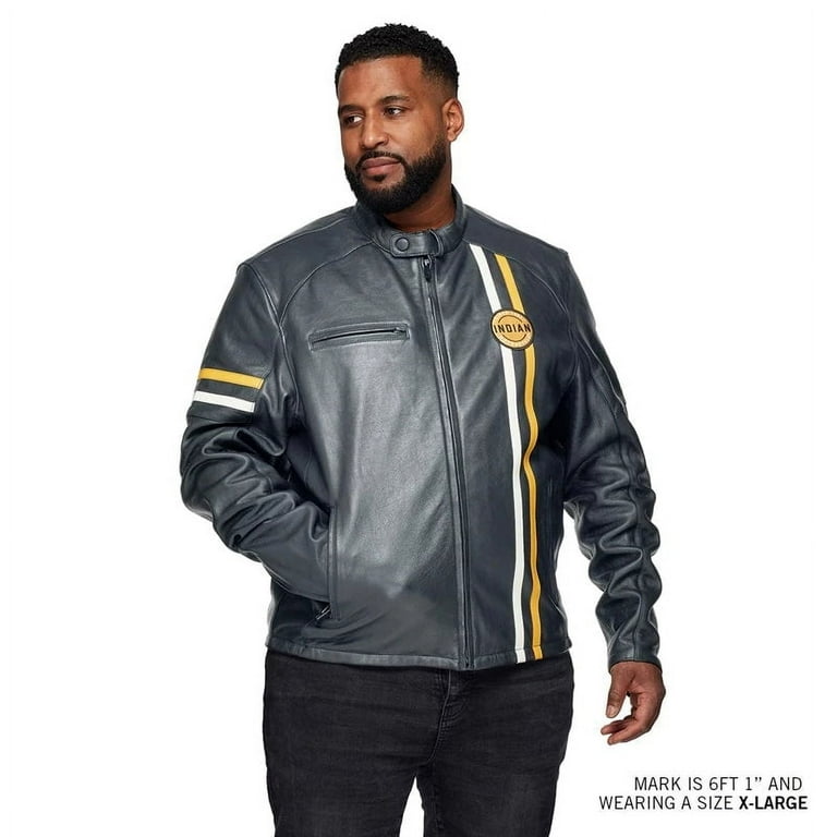 Indian Motorcycle Men s Cafe Leather Jacket Black 2833370 Walmart