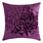 The White Petals Plum Decorative Pillow Cover (3D Flower, 12x12 inch, Pack of 1)