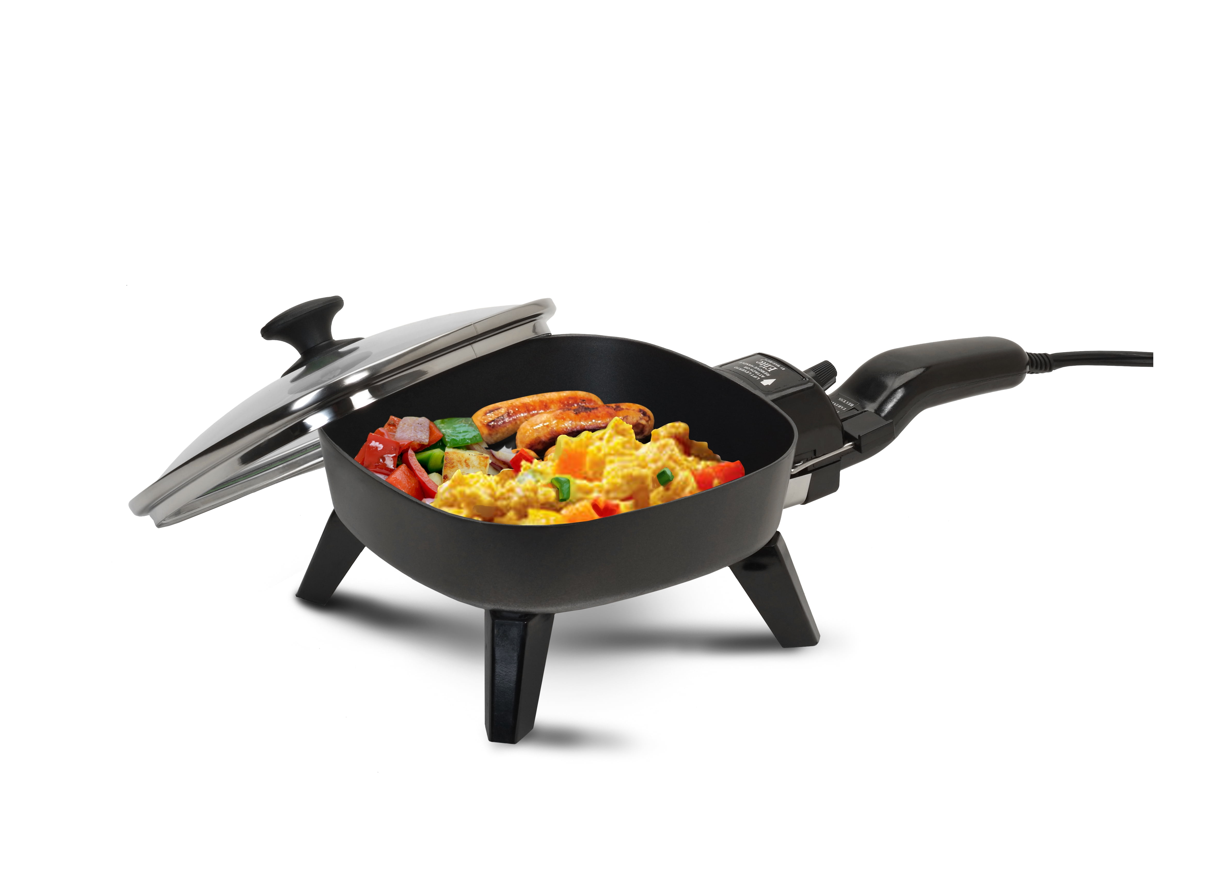 Elite Gourmet EG-1500R 15-Inch Electric Skillet with Glass Lid